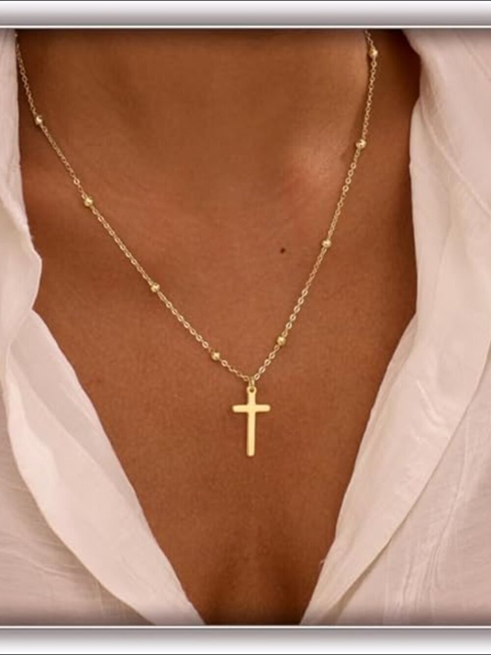 14K Yellow Gold Cross Pendant Necklace Dainty Christian Faith Jewelry